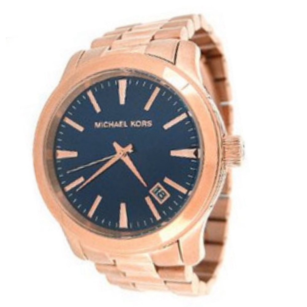 MICHAEL KORS • New Battery Ready To Wear Rose Gold Runway Blue Watch - Picture 5 of 6